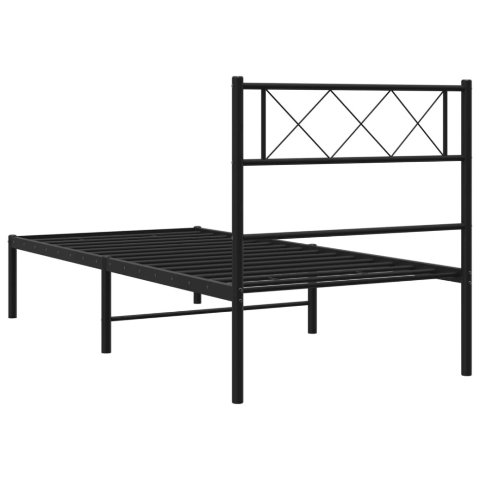 Estructura cama sin colchón con cabecero metal negro 90x190