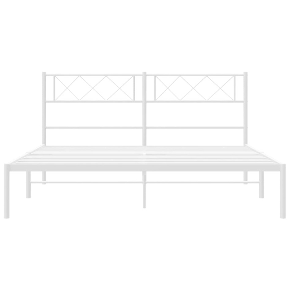 Estructura cama sin colchón con cabecero metal blanco