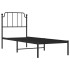Estructura cama sin colchón con cabecero metal negro 80x200