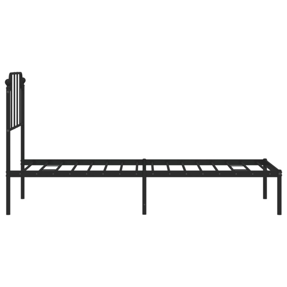 Estructura cama sin colchón con cabecero metal negro 80x200