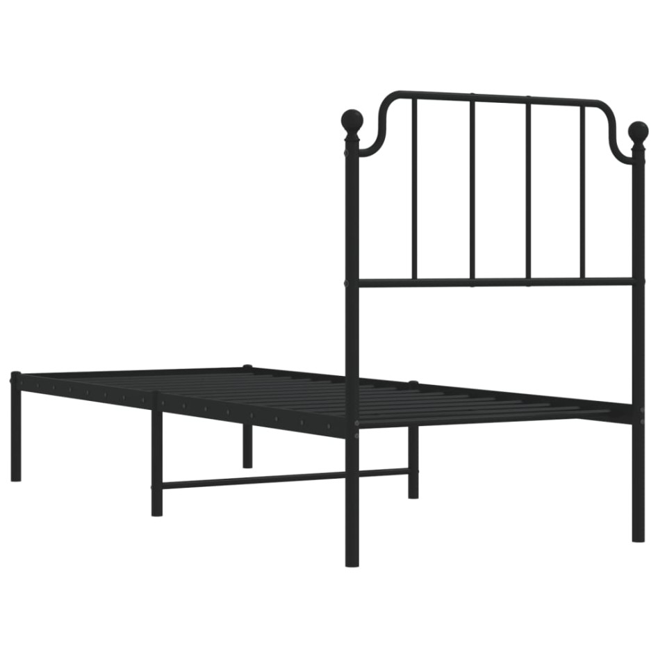 Estructura cama sin colchón con cabecero metal negro 80x200