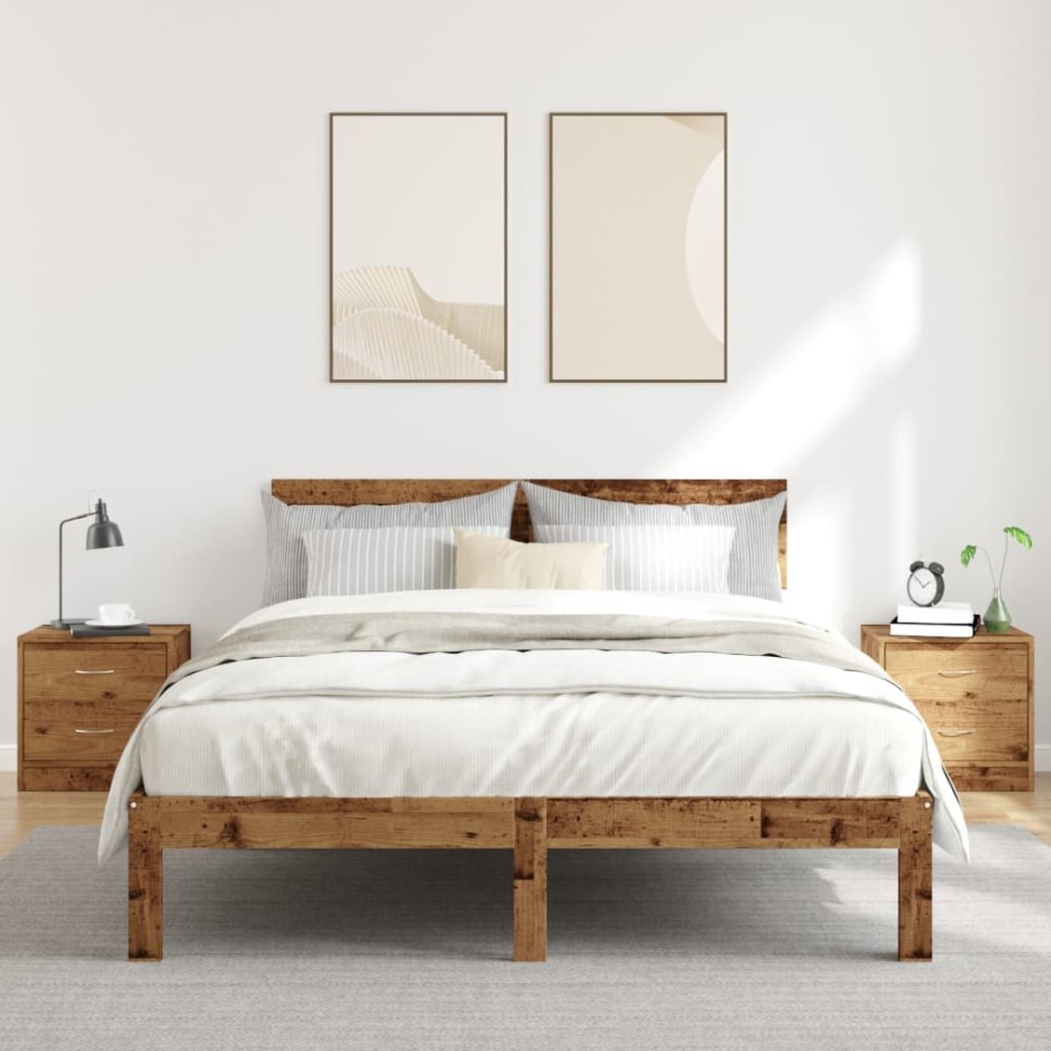 Mesitas de noche 2 uds madera ingeniería envejecida 40x30x40