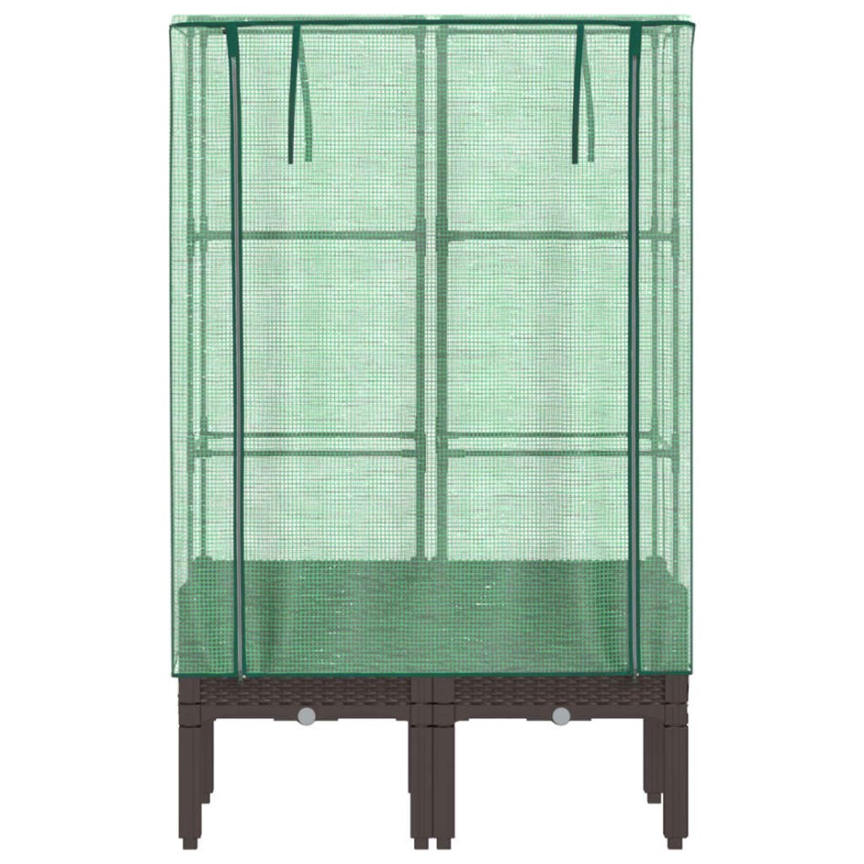 Arriate con cubierta invernadero aspecto ratán 80x40x140