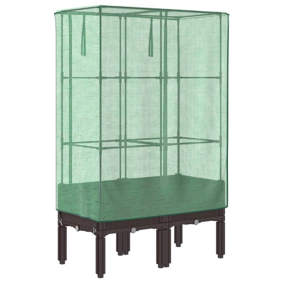 Arriate con cubierta invernadero aspecto ratán 80x40x140