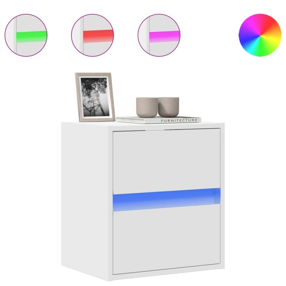 Mueble de TV de pared con luces LED blanco 41x31x45