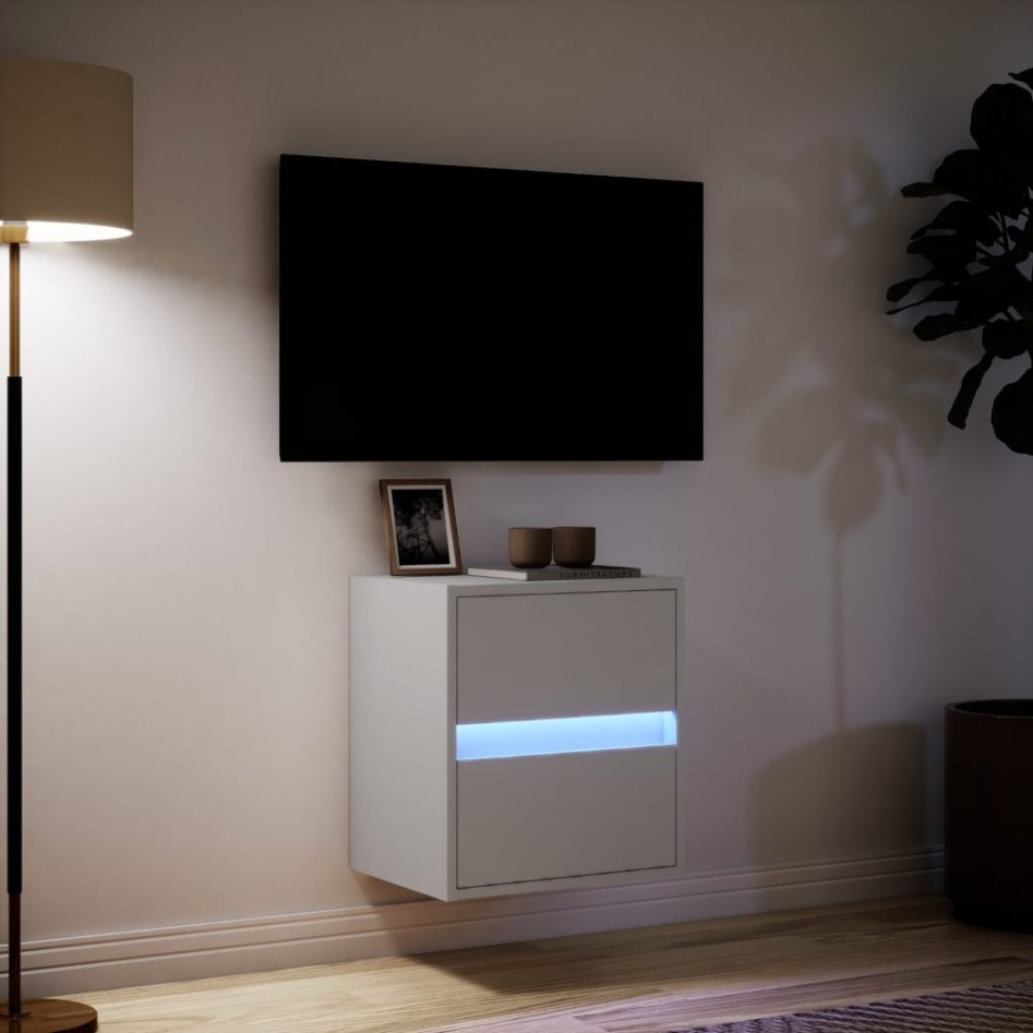 Mueble de TV de pared con luces LED blanco 41x31x45
