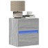 Mesitas de noche de pared con luces LED 2 unidades gris