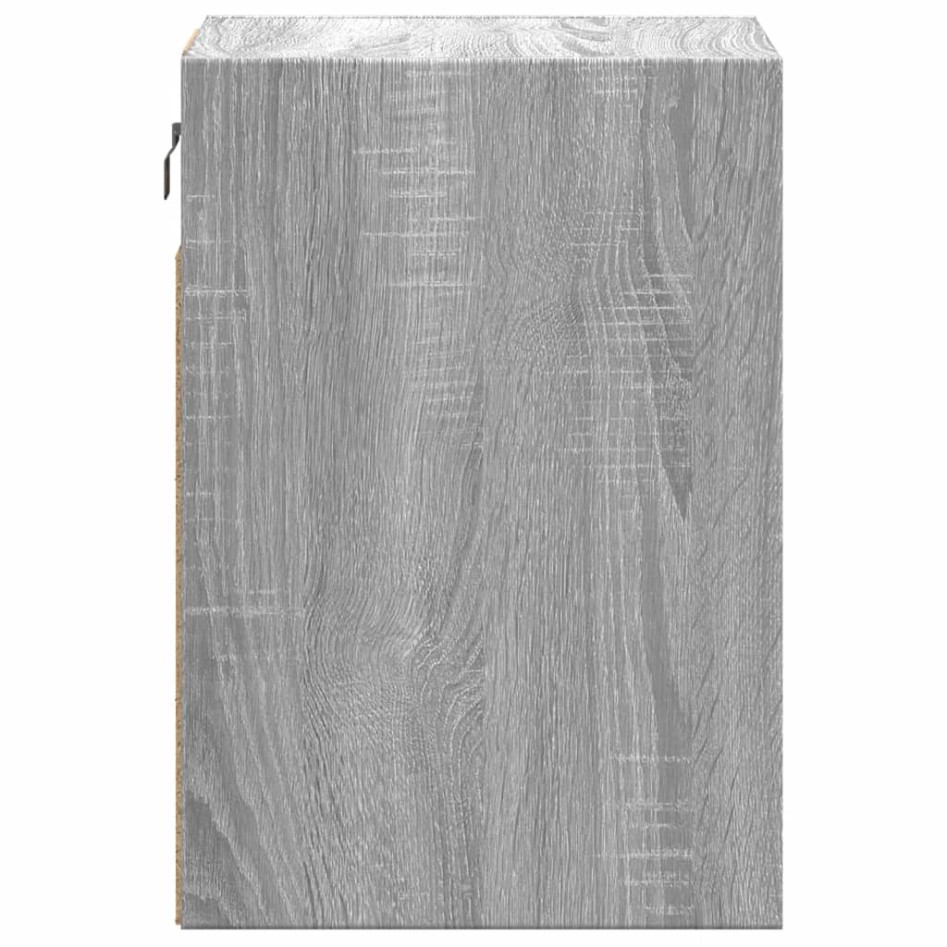 Mesitas de noche de pared con luces LED 2 unidades gris