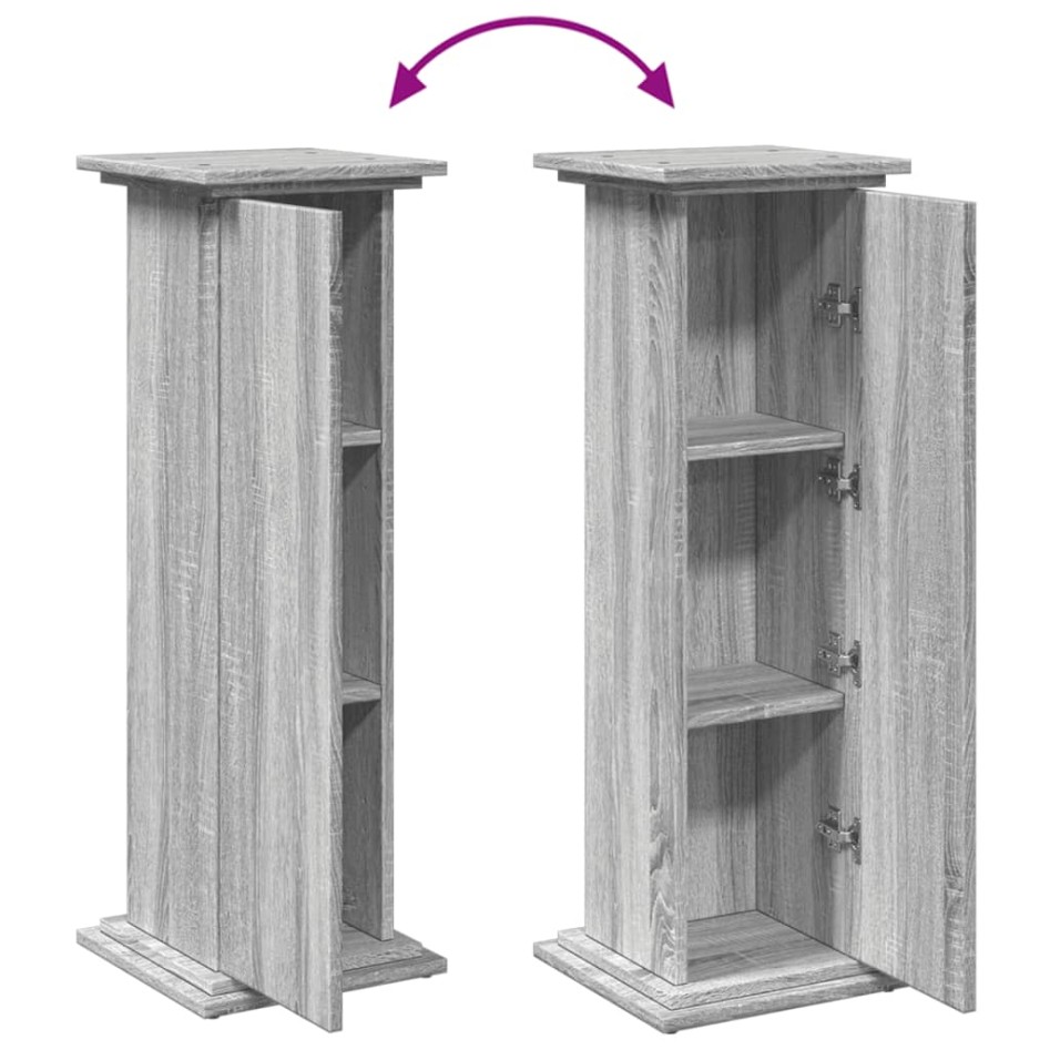 Pedestal expositor con almacenaje gris Sonoma 31x30x90