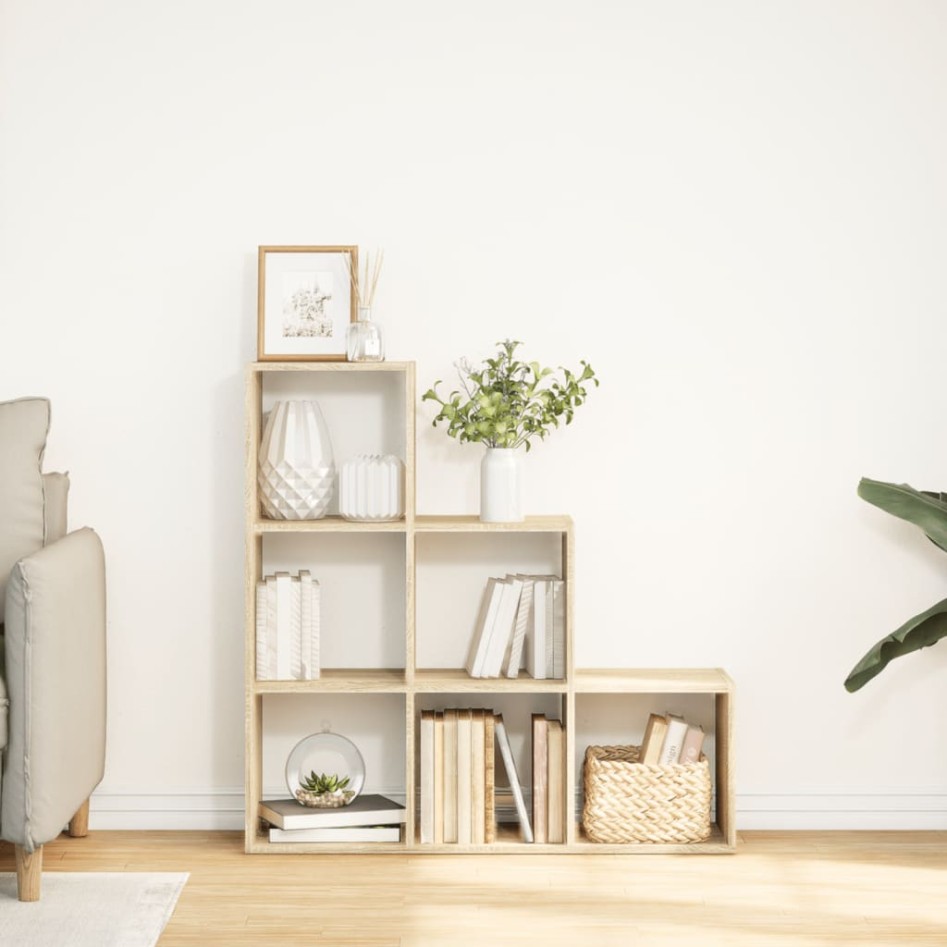 Librería divisor 3 niveles madera roble Sonoma 99x29x99