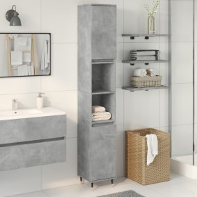Armario de baño madera contrachapada gris hormigón 30x30x190
