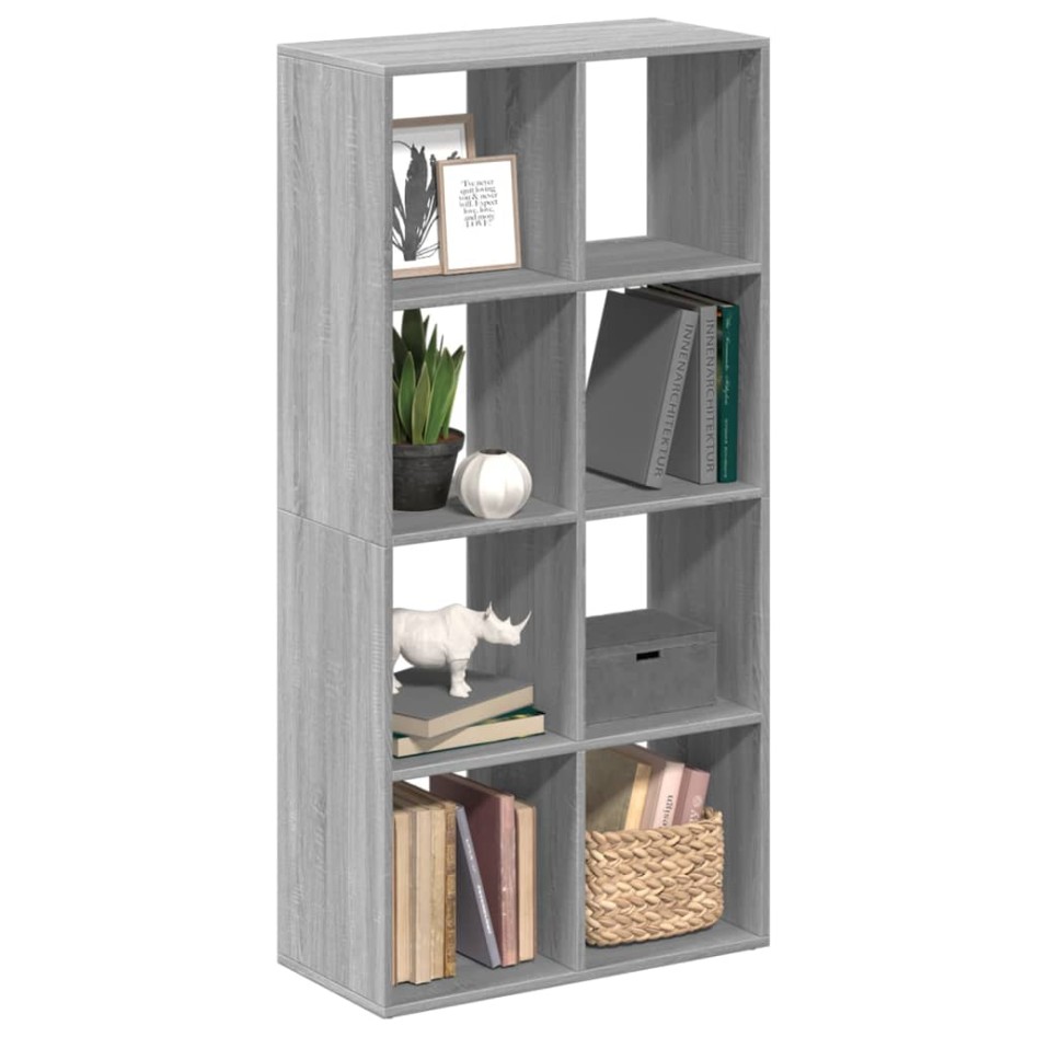 Librería divisor madera ingeniería gris Sonoma 69,5x29x137,5
