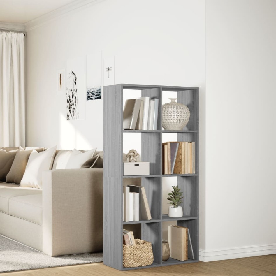Librería divisor madera ingeniería gris Sonoma 69,5x29x137,5