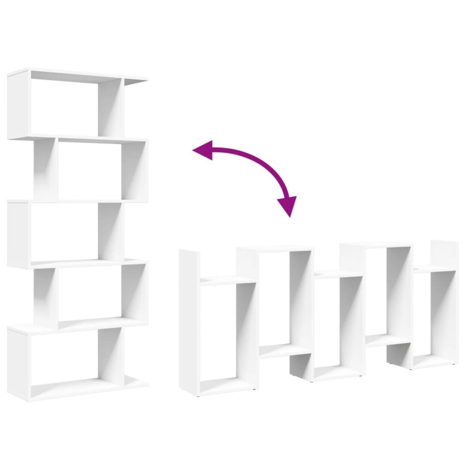 Librería divisor 5 niveles madera ingeniería blanco