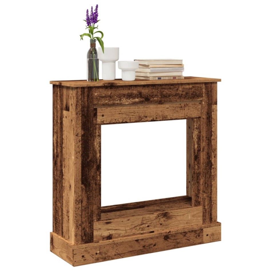 Borde de chimenea madera ingeniería envejecida 90x30x90