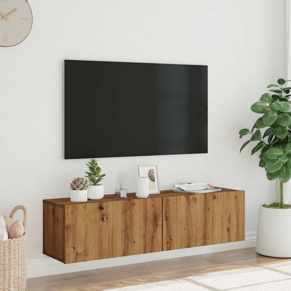 Mueble TV de pared madera ingeniería roble artisan 120x30x30
