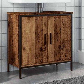 Armario de lavabo baño madera ingeniería envejecida 60x30x60