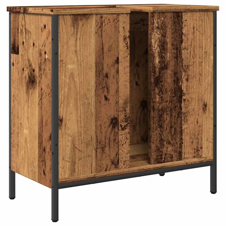 Armario de lavabo baño madera ingeniería envejecida 60x30x60