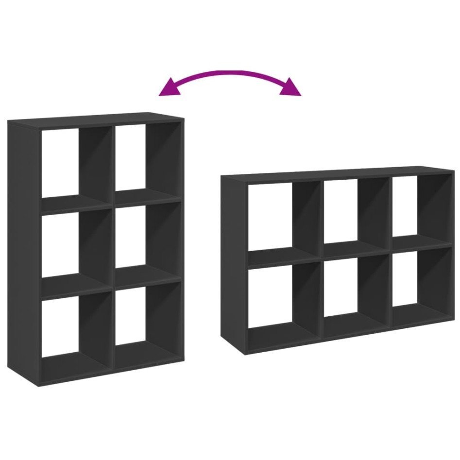 Librería divisora madera de ingeniería negra 69,5x29x103,5