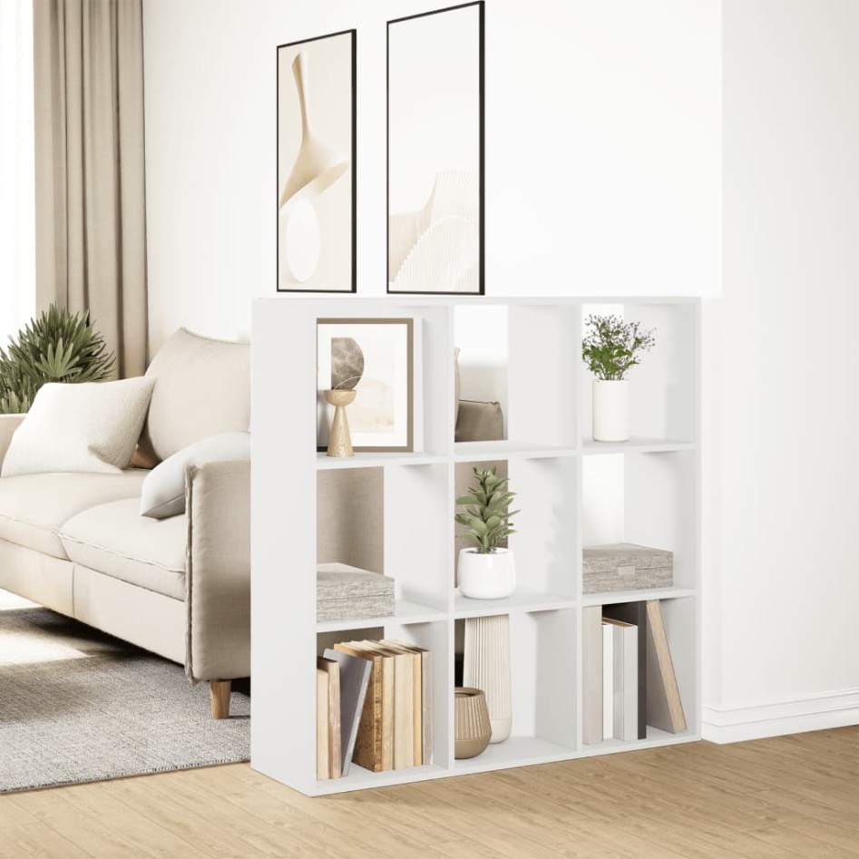 Librería divisora madera ingeniería blanca 102x29x103,5