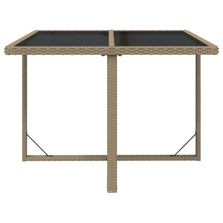 Mesa de jardín ratán sintético y vidrio beige 109x107x74