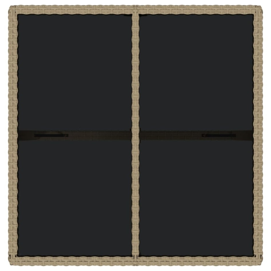 Mesa de jardín ratán sintético y vidrio beige 109x107x74