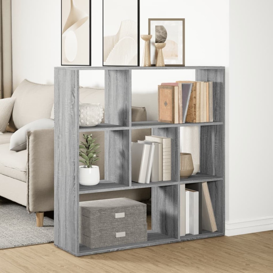 Librería divisor madera ingeniería gris Sonoma 102x29x103,5