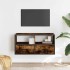 Mueble TV metal y madera contrachapada roble humo 80x31x39,5