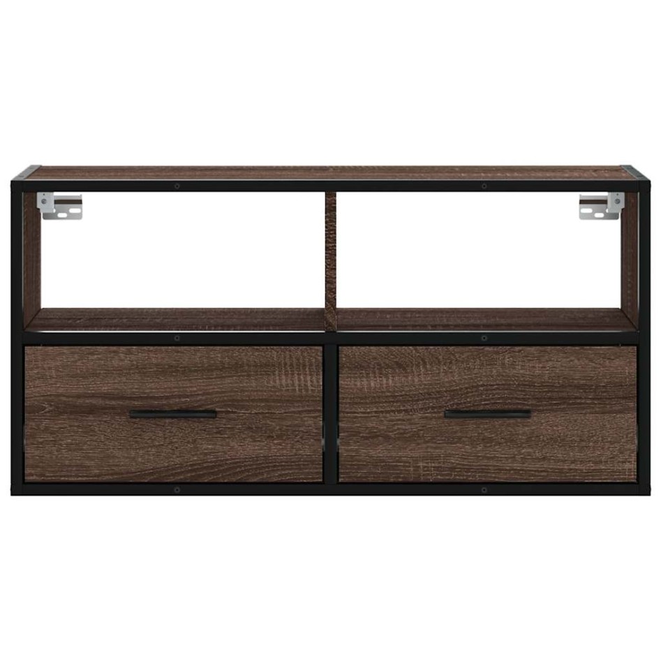 Mueble TV madera ingeniería y metal marrón roble 80x31x39,5
