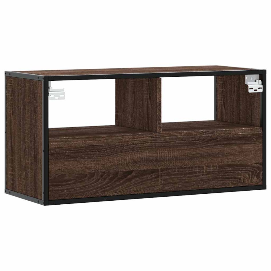 Mueble TV madera ingeniería y metal marrón roble 80x31x39,5