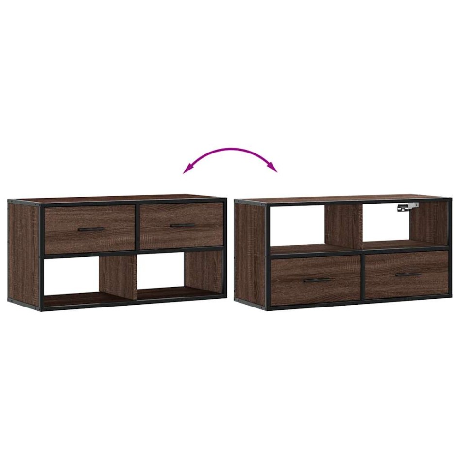Mueble TV madera ingeniería y metal marrón roble 80x31x39,5