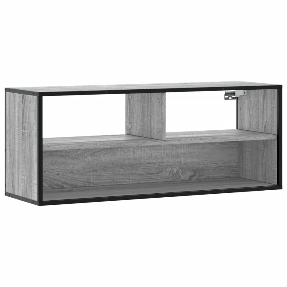 Mueble de TV madera y metal roble ahumado 100x31x39,5