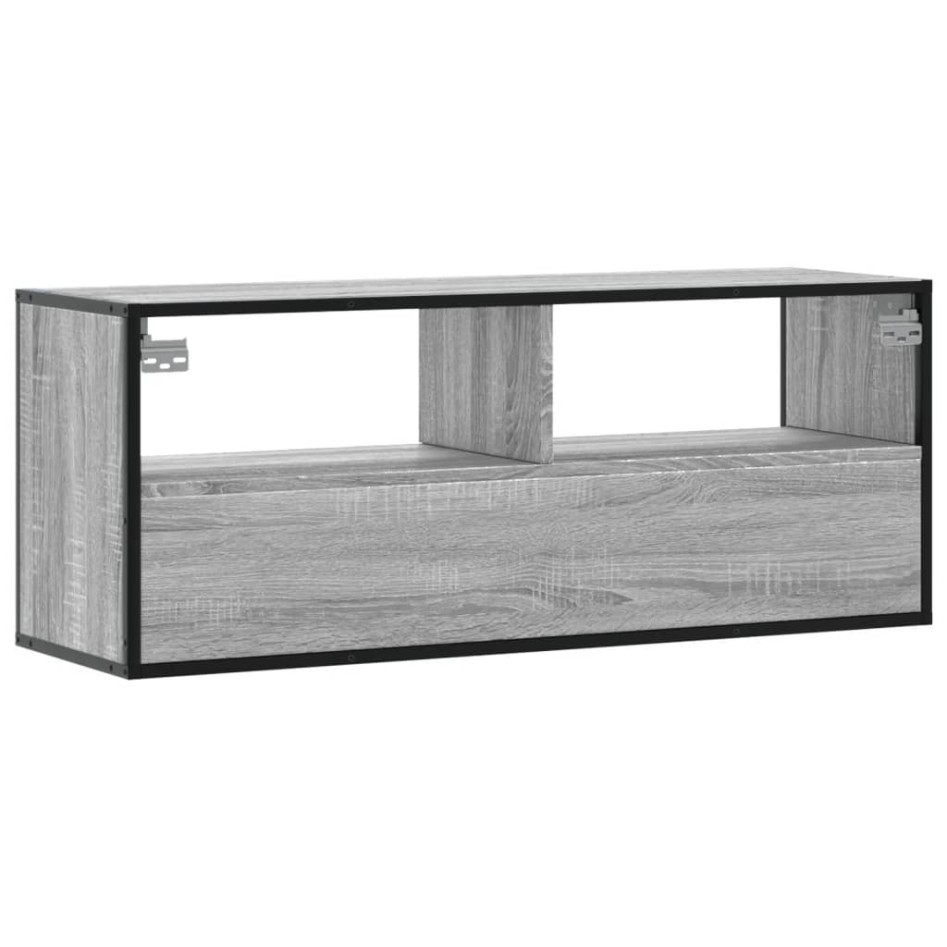 Mueble de TV madera y metal roble ahumado 100x31x39,5