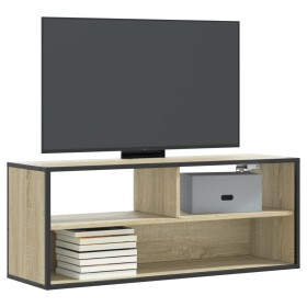 Mueble TV madera ingeniería y metal roble Sonoma 100x31x39,5