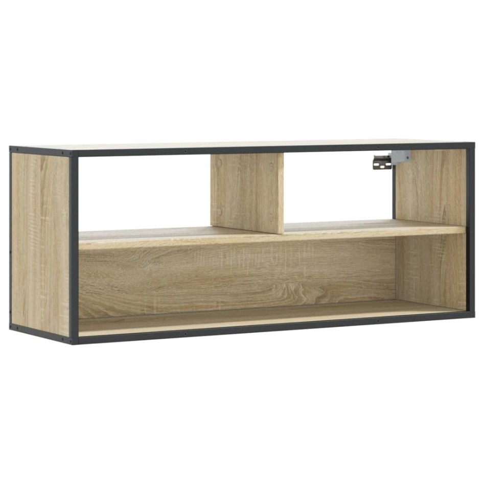 Mueble TV madera ingeniería y metal roble Sonoma 100x31x39,5