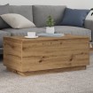 Mesa de centro con luces LED roble artisan 90x50x40 cm