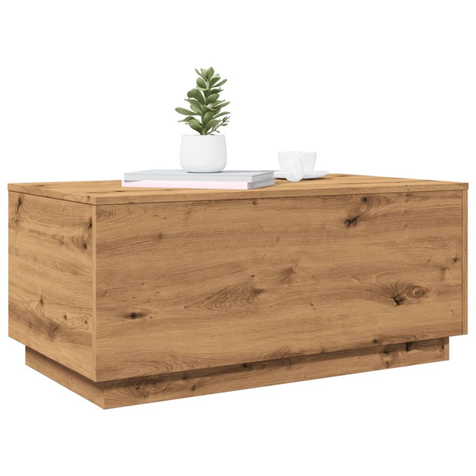 Mesa de centro con luces LED roble artisan 90x50x40