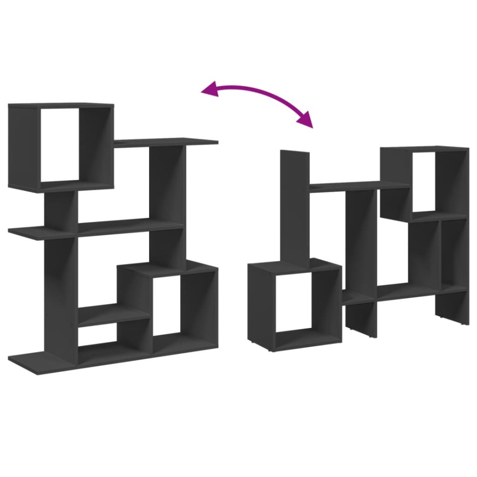 Librería divisora madera de ingeniería negra 92x29x112