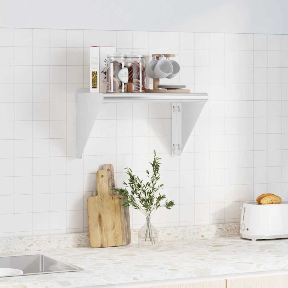 Estante de pared de acero inoxidable plateado 50x30x31