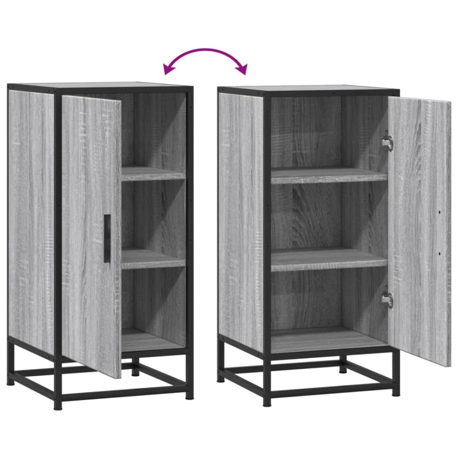 Aparador madera ingeniería y metal gris Sonoma 35,5x35x76