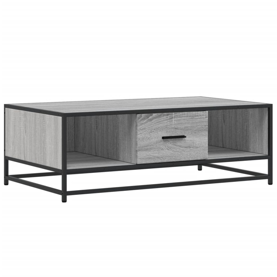 Mesa de centro madera ingeniería metal gris Sonoma 100x57x35