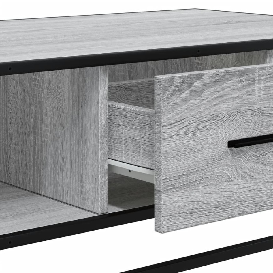 Mesa de centro madera ingeniería metal gris Sonoma 100x57x35