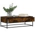 Mesa de centro madera ingeniería metal roble humo 100x50x35