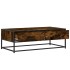 Mesa de centro madera ingeniería metal roble humo 100x50x35