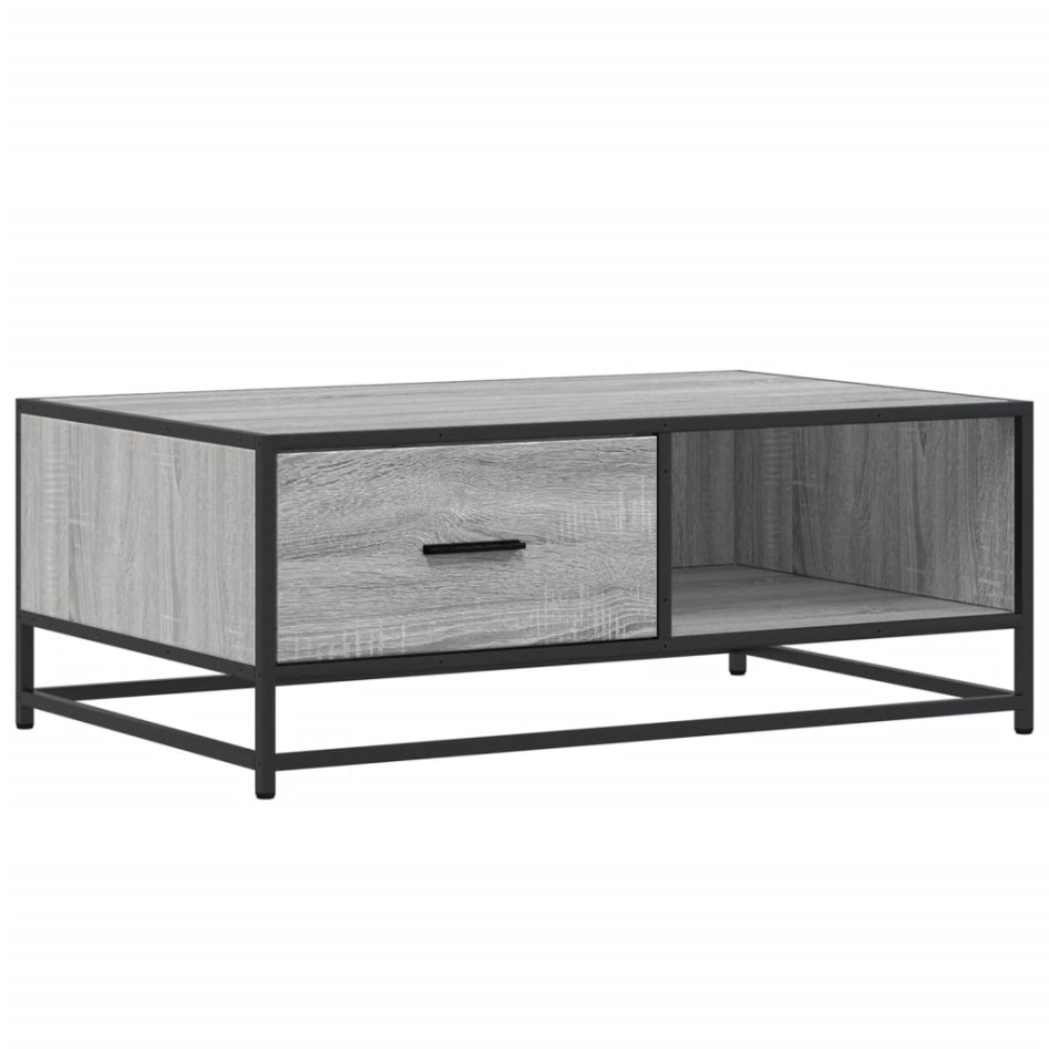 Mesa de centro madera ingeniería metal gris Sonoma 90x57x35
