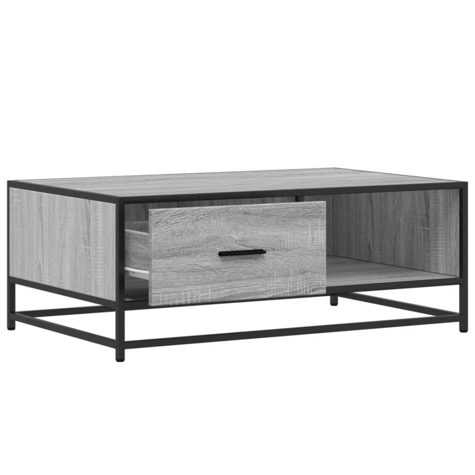 Mesa de centro madera ingeniería metal gris Sonoma 90x57x35