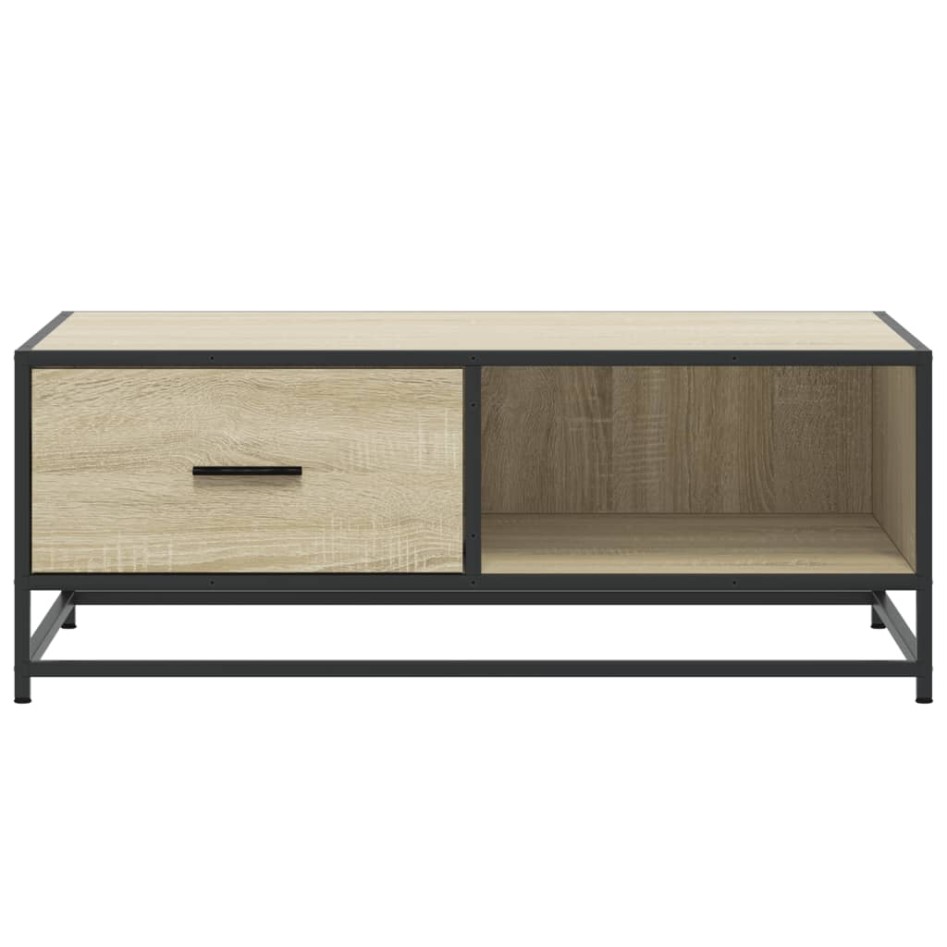 Mesa de centro madera ingeniería metal roble Sonoma 90x57x35