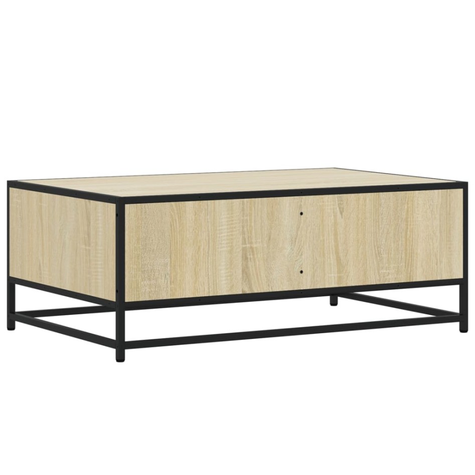 Mesa de centro madera ingeniería metal roble Sonoma 90x57x35