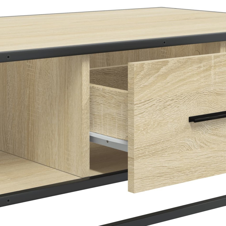 Mesa de centro madera ingeniería metal roble Sonoma