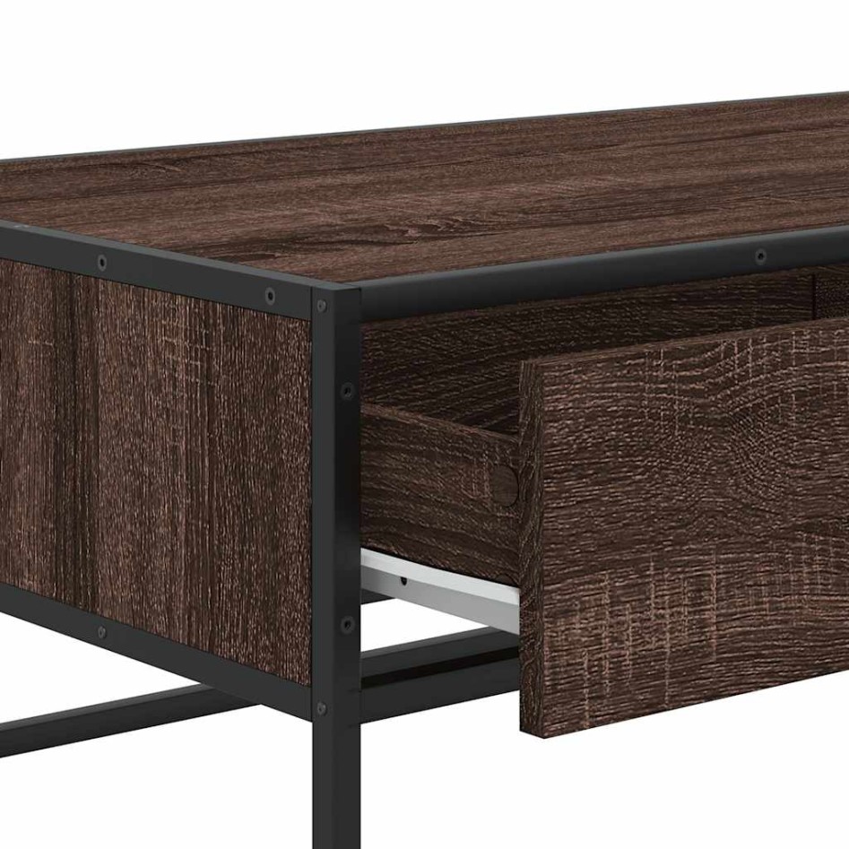 Mesa de centro madera ingeniería metal marrón 100x50x35